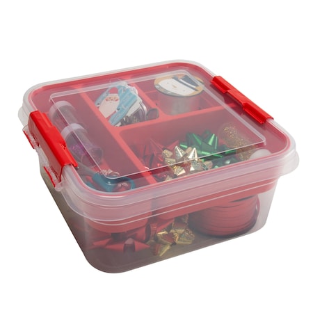 Simplify 5 Compartment Gift Supply Storage Box in Red 25522-RED